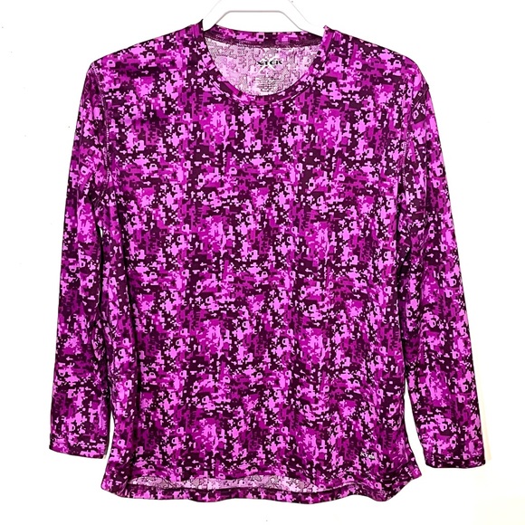 XTEK size XL pink, purple, and maroon, long sleeved workout top. NWOT. - Picture 1 of 9